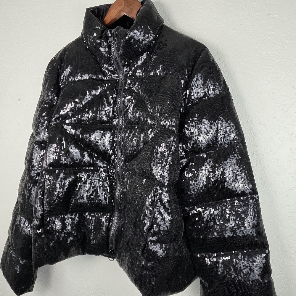 Ciao Milano 1969 CM Black Sequin Puffer Jacket – Size L - Picture 4 of 17
